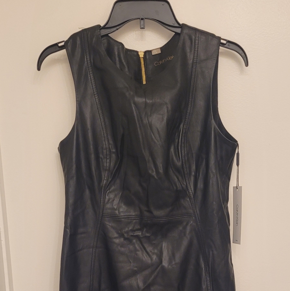 Black Leather Strapless Dress